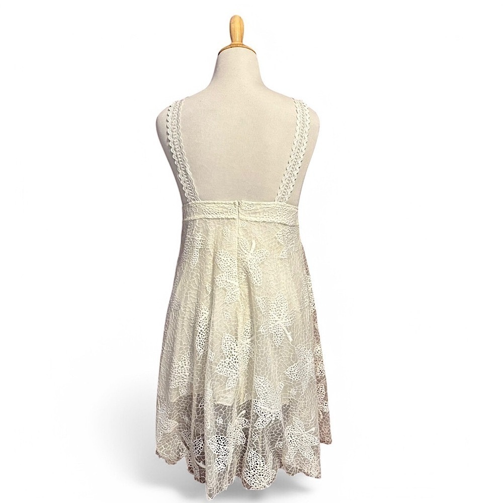 POL Lace Mini Dress Sz L Floral Crochet Cottagecore Sleeveless Summer Lined - Picture 4 of 6